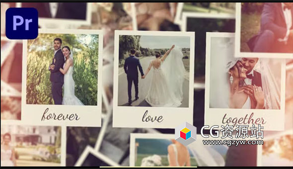 PR模板-复古浪漫情人节婚礼照片相册片头 Photo Slideshow