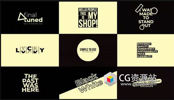 PR模板-9种创意时尚简单文字标题排版动画 Minimal Titles 2.0