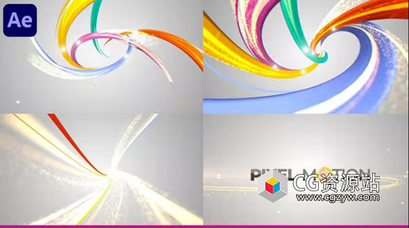 AE模板-螺旋丝带环绕粒子线条Logo动画 Ribbons Logo