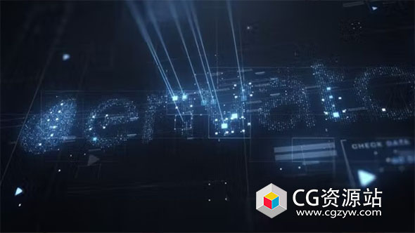 AE模板-科技感HUD元素扫描logo动画片头 Reconstructing Logo