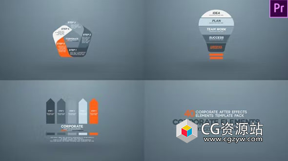 PR模板-40种公司企业图形元素业务数据图表报表动画 Premiere Pro Corporate Elements