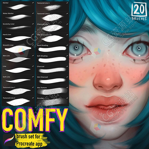 Julia Razumova 20个数字绘画自定义Procreate笔刷