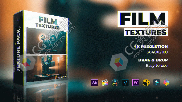 复古电影感取景框颗粒纹理叠加视频素材 AEJuice Film Textures