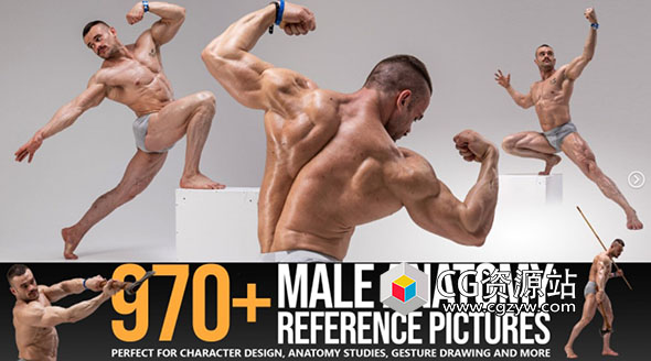 972张男性姿势造型肌肉运动高清参考图片-图片1