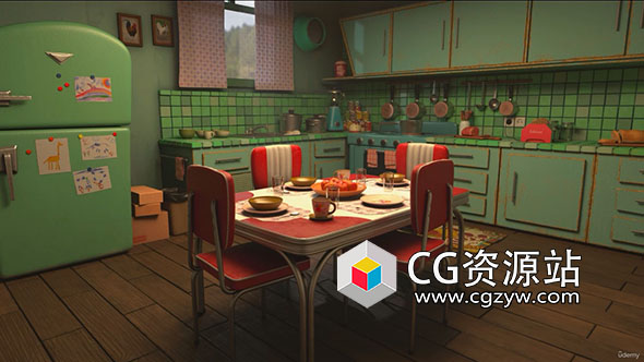 Substance 3D Painter三维场景完整材质制作视频教程+中英文字幕