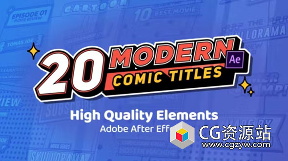 AE/PR模板-20组现代漫画文字标题展示动画 Modern Comic Titles