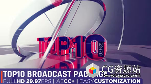 AE模板-E3D电影音乐盛典科技前10名排行榜3D环境包装介绍 Top 10 Broadcast Package