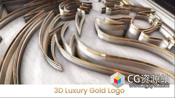 AE模板-E3D大气奢华质感金色标志三维Logo动画 3D Luxury Gold Logo Intro