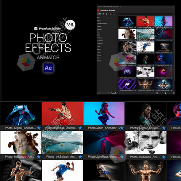 AE/PR脚本-图片边缘视觉特效水墨拖尾粒子破碎消散燃烧线条火焰动画V11