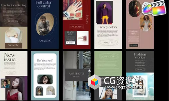 FCPX插件-10种时尚竖屏社交媒体视频演示广告 Fashion Stories