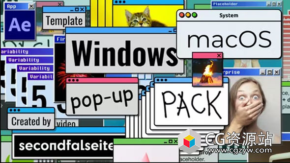 AE模板-系统窗口弹窗警报面板UI动画 Windows macOS Pop-up Pack