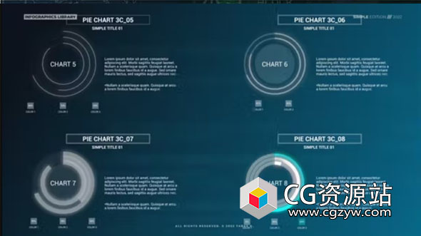 AE模板-科技感简单饼图圆环信息数据图表动画