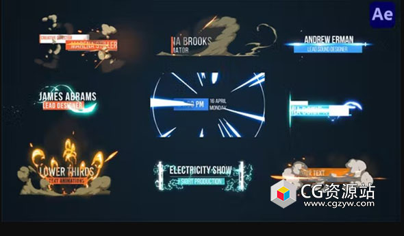 AE模板-卡通多彩特效元素标题字幕条动画 2D FX Cartoon Titles & Lower thirds