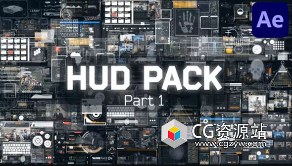 AE模板-56组信息图表科技感界面UI动画元素 HUD Pack