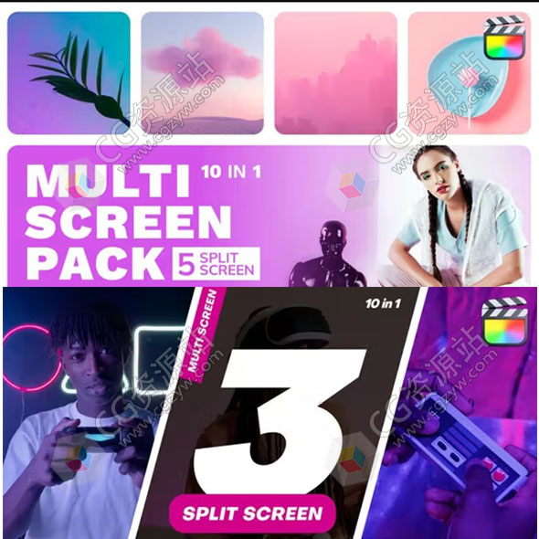 FCPX插件-20种时尚分屏网格拼贴照片视频片头两套