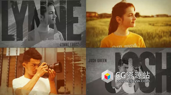 AE模板-笔刷定格人物介绍片头 Freeze Frame Intro