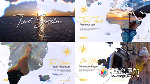 AE模板-旅行地图路线导航动画幻灯片展示 Travel Slideshow