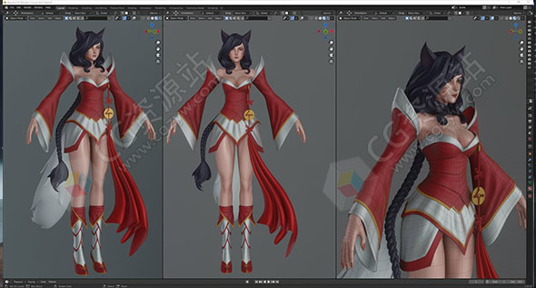 Blender英雄联盟阿狸角色建模完整流程视频教程 Ahri Character Modeling-图片1