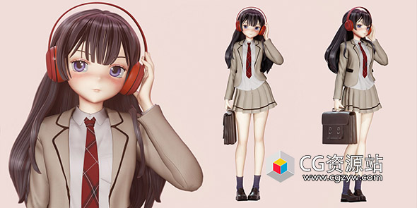 Blender三维动漫风格校园学生女性角色建模全流程视频教程-图片1