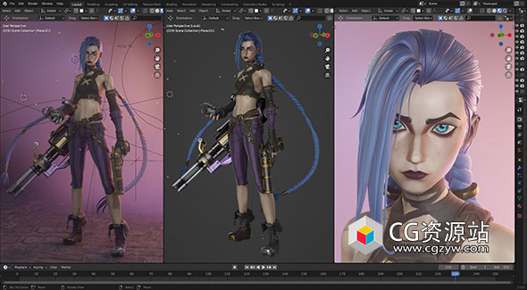 Blender 3.0英雄联盟金克丝角色建模全流程视频教程 JinX modeling-图片1