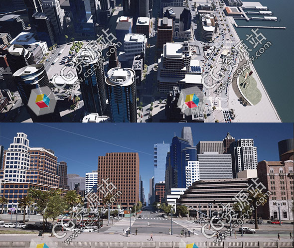 Unreal Engine市区环境城市大楼街道3D模型游戏素材-图片1