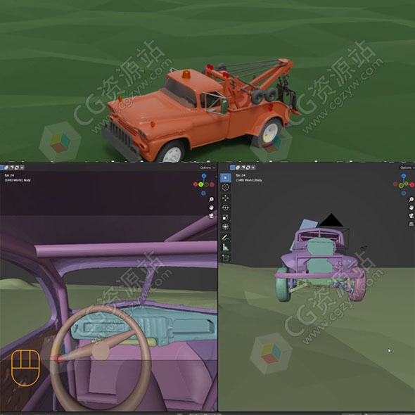 Blender 3.0中使用刚体物理装配车辆运动动画视频教程+中英文字幕