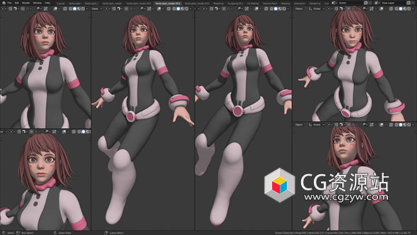 Blender卡通角色御茶子建模工作流教程 Uraraka Ochako – Character Creation In Blender-图片1