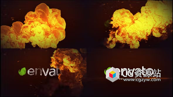 AE模板-火焰燃烧热浪金色火团logo动画 Fire Reveal