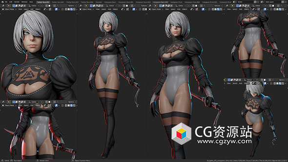 Blender尼尔机械纪元游戏角色2B角色建模视频课程-图片1