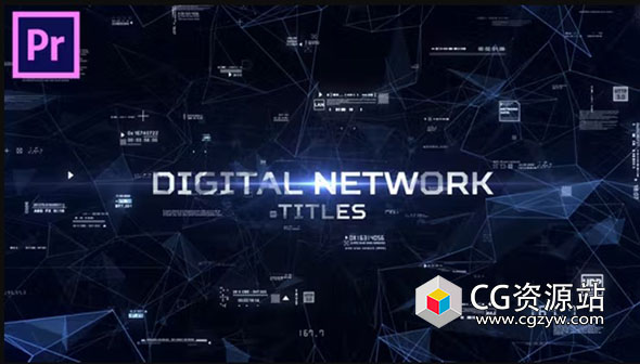 PR模板-数字网络粒子点线空间数据流标题开场动画 Digital Network Titles