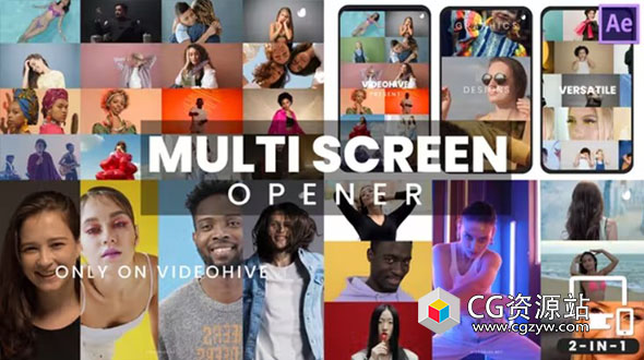 AE模板-多屏分屏照片视频墙相册开场动画 Multi Screen Slideshow Opener