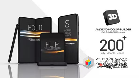 AE脚本模板-200种三维安卓手机APP宣传展示介绍动画 Android Mock-Up Builder