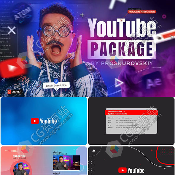 AE脚本+达芬奇预设-323种网络视频包装元素文字标题图形动画预设