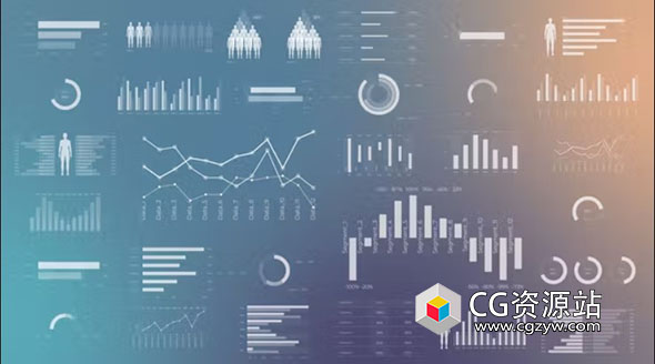 AE模板-白色信息图表条形图标注动画 White infographics