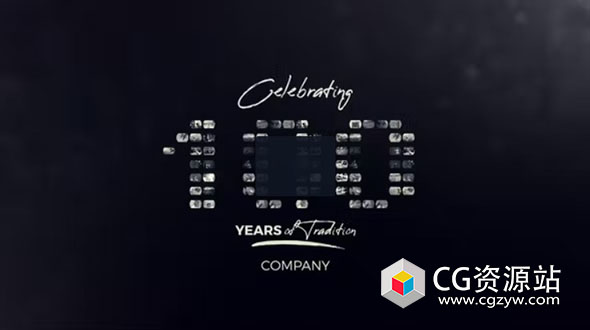 AE模板-图片汇聚图形片头动画 Mosaic Words