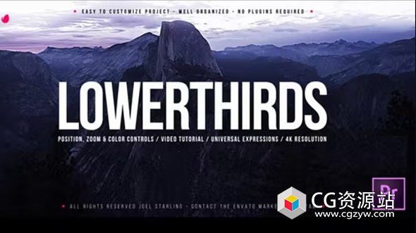 PR模板-16种现代时尚文字标题字幕动画 Elegant Lower Thirds