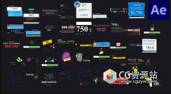 AE+PR模板-100种科技感社交字幕条标题倒计时动画 Streamer Pack