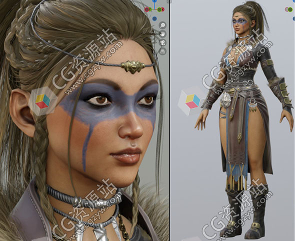 Blender游戏角色建模全流程视频教程+3D模型