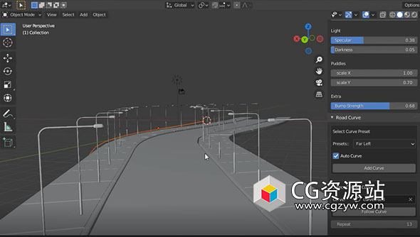 Blender城市道路道具立交桥人行道路灯插件 City Road Builder v2.1