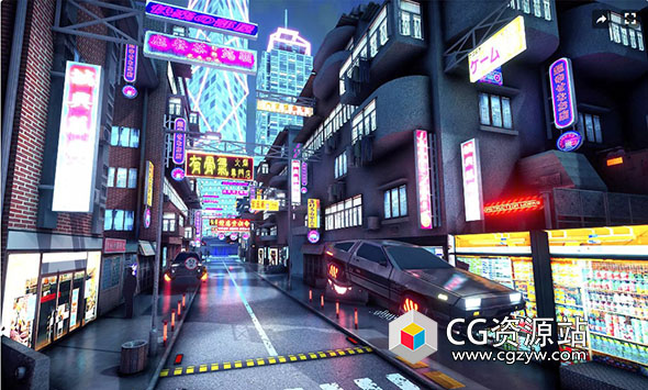 Unity赛博朋克城市VR手机游戏场景 CyberPunk City. VR and Mobile 3.0