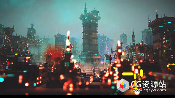 Unity未来科幻赛博朋克城市建筑场景模型 Greeble City KIT V2