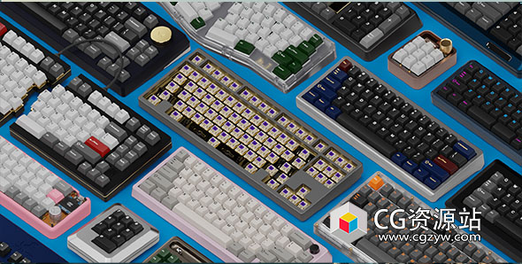 Blender键盘模型预设渲染工具包 Keyboard Render Kit 2