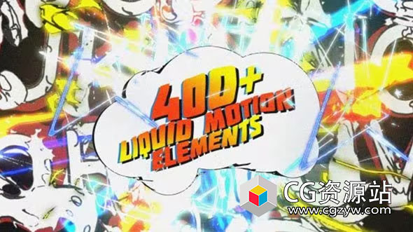 AE模板-400+三维卡通涂鸦图形动画特效元素动画 3D liquid Motion FX Packages