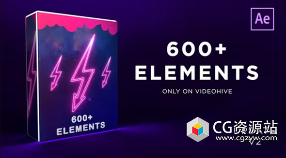AE模板-600+二维卡通手绘线条能量爆炸烟花粒子流体形状元素 600+ Elements