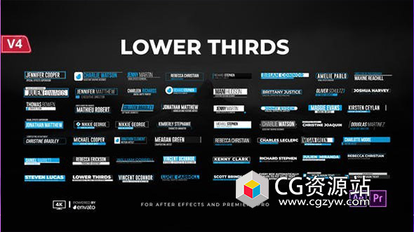 AE/PR模板-150组文字标题字幕动画 Lower Thirds