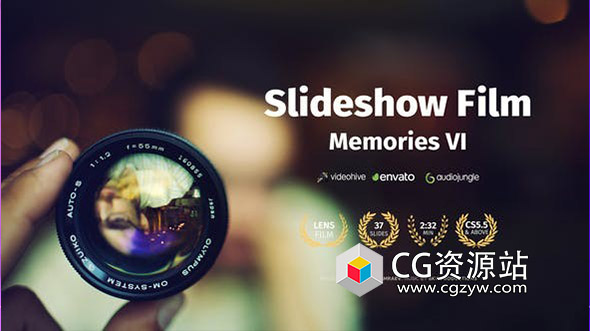 AE模板-老式电影机镜头照片回忆展示动画 Slideshow Film