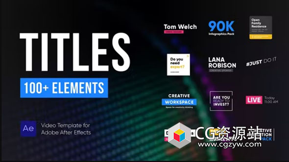 AE模板-100组标注文本框文字标题字幕动画 Titles