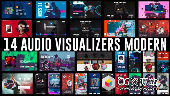 AE模板-14种横竖屏播客视频音频波形可视化动画 Audio Visual Pack