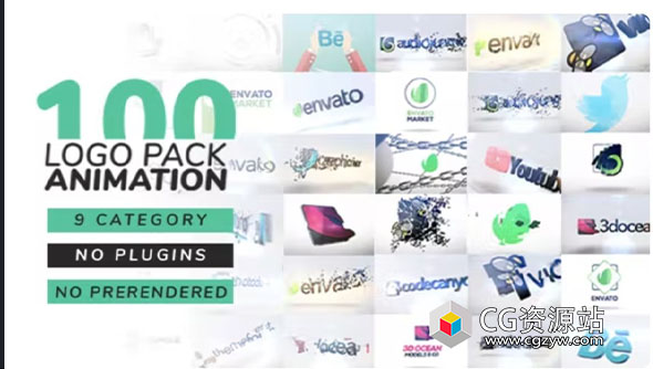 AE模板-100组快速简约logo动画 Logo Pack Animation