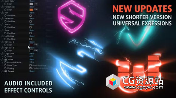 AE模板-闪电光线火花电流能量描边特效Logo动画 MultiFx Logo Reveal